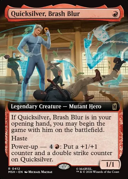 Quicksilver, Brash Blur, Magic card MSH 412 — Marvel Super Heroes set