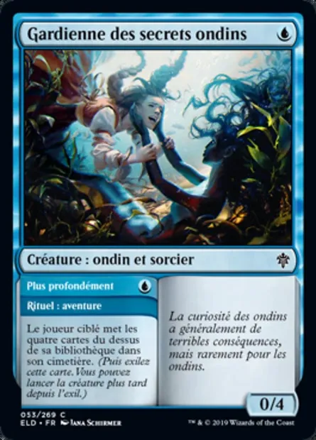 Gardienne des secrets ondins // Plus profondément, carte Magic ELD 53 — extension Throne of Eldraine