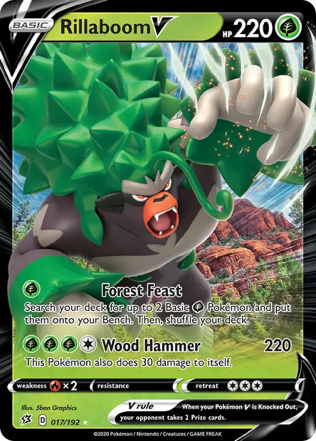 Rillaboom V, Pokémon card RCL 17 — Rebel Clash set