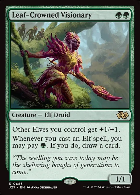 Leaf-Crowned Visionary, Magic card J25 683 — Foundations Jumpstart set
