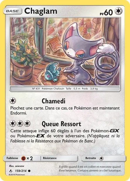 Chaglam, carte Pokémon UNB 159 — extension Alliance Infaillible