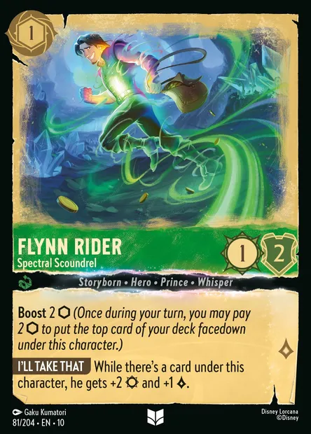 Flynn Rider - Spectral Scoundrel, Disney Lorcana card CH10-081 — Whispers in the Well set