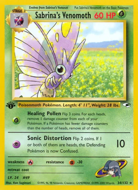 Sabrina's Venomoth, Pokémon card GH 34 — Gym Heroes set