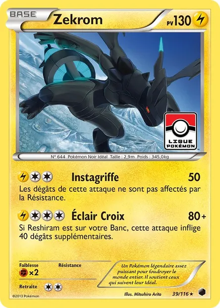 Zekrom, carte Pokémon PLF 39 — extension Glaciation Plasma