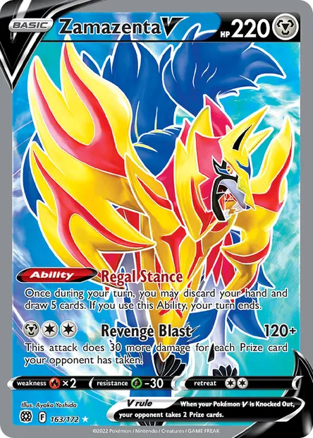 Zamazenta V, Pokémon card BRS 163 — Brilliant Stars set