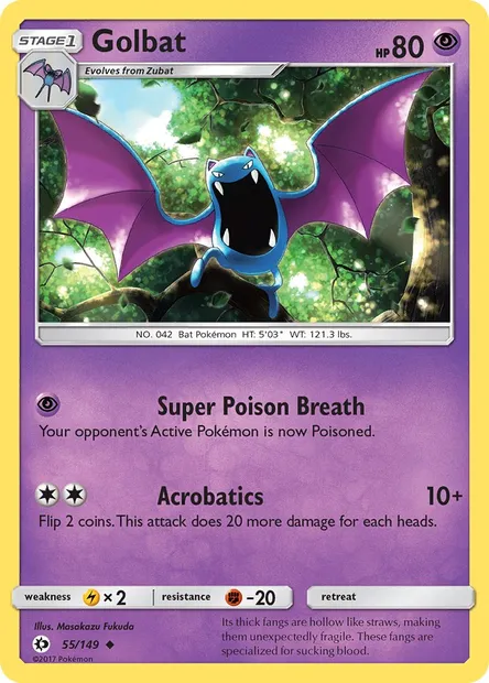 Golbat, Pokémon card SUM 55 — Sun & Moon set