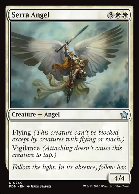 Serra Angel, Magic card FDN 740 — Foundations set