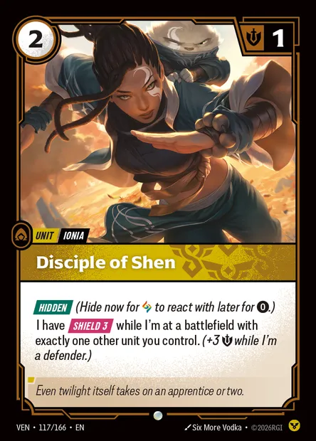Disciple of Shen, carte Riftbound VEN 117 — extension Vendetta