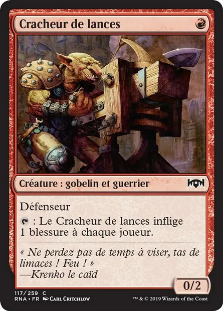 Cracheur de lances, carte Magic RNA 117 — extension L'allégeance de Ravnica