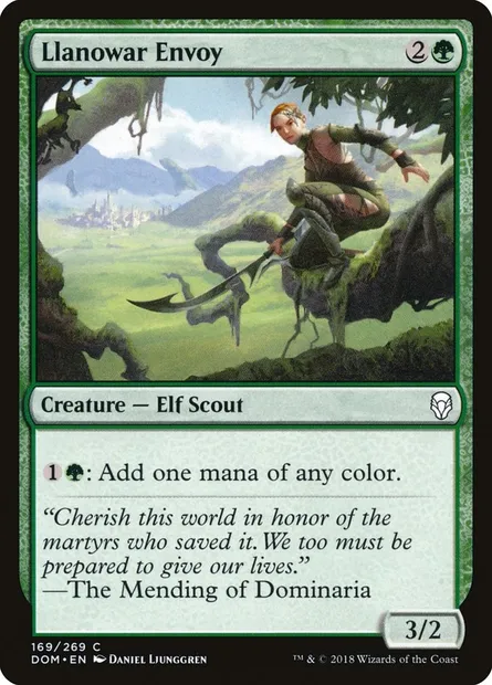Llanowar Envoy, Magic card DOM 169 — Dominaria set
