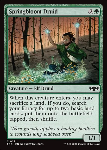 Springbloom Druid, Magic card TDC 271 — Tarkir: Dragonstorm Commander set