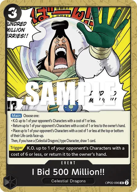 I Bid 500 Million!!, One Piece card OP05-096 — AWAKENING OF THE NEW ERA set