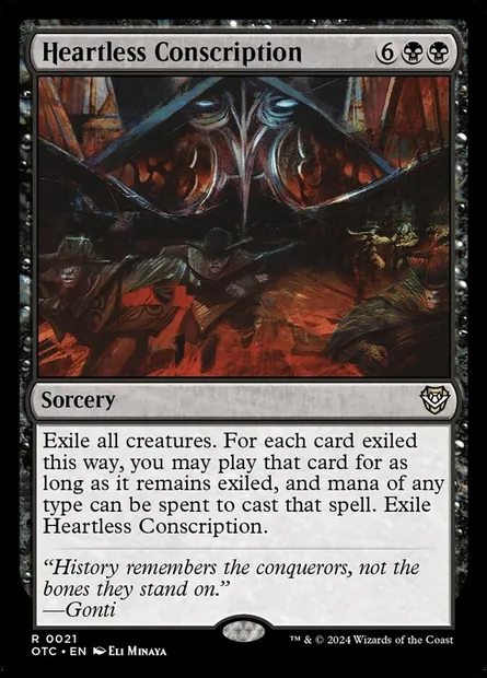 Heartless Conscription, Magic card OTC 21 — Outlaws of Thunder Junction Commander set