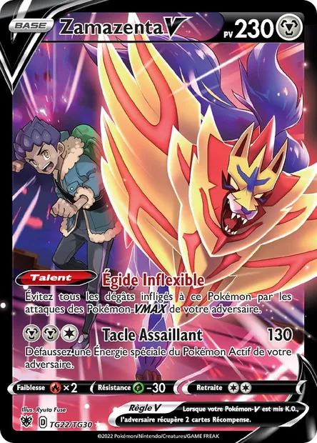 Zamazenta V, carte Pokémon ASR TG22 — extension Astres Radieux