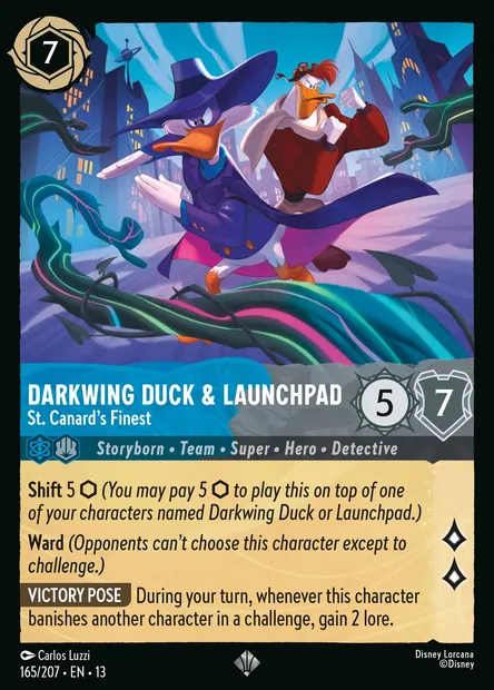 Darkwing Duck & Launchpad - St. Canard's Finest, Disney Lorcana card CH13-165 — Attack of the Vine! set