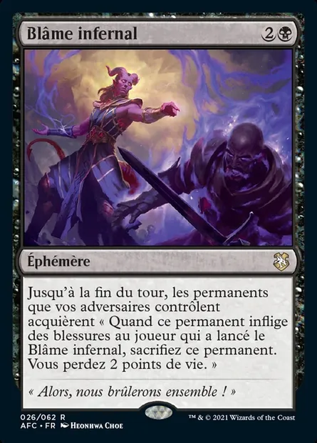 Blâme infernal, carte Magic AFC 26 — extension Forgotten Realms Commander