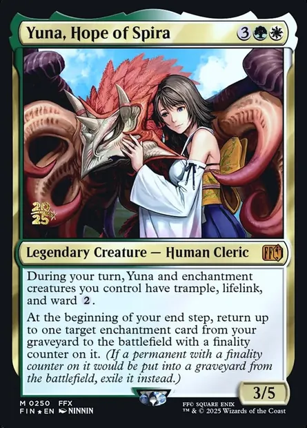 Yuna, espoir de Spira, carte Magic PFIN 250s — extension Final Fantasy Promos