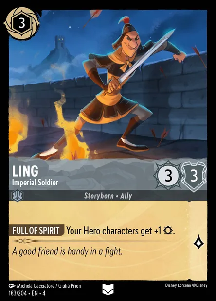 Ling - Imperial Soldier, Disney Lorcana card CH4-183 — Ursula's Return set