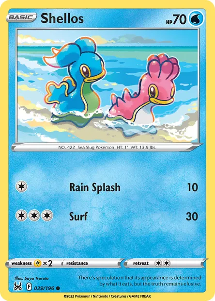 Shellos, Pokémon card LOR 039 — Lost Origin set