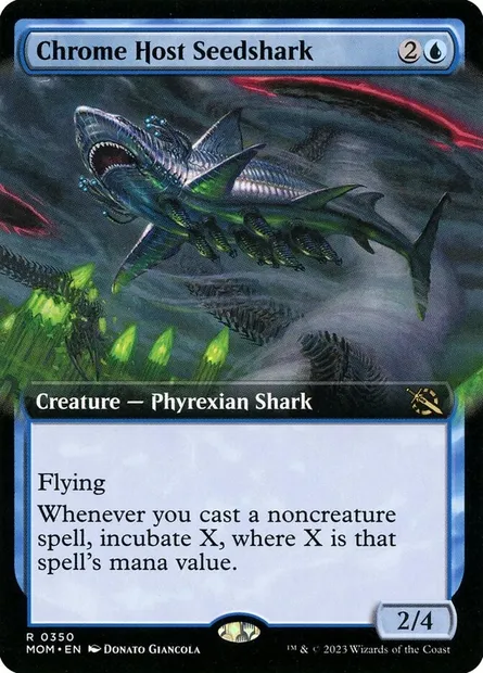 Chrome Host Seedshark, Magic card MOM 350 — March of the Machine set