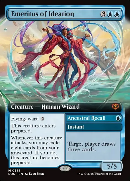 Emeritus of Ideation // Ancestral Recall, Magic card SOS 315 — Secrets of Strixhaven set