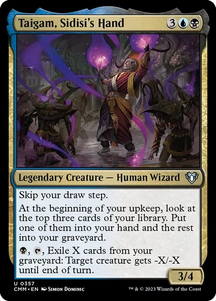 Taigam, Sidisi's Hand, Magic card CMM 357 — Commander Masters set