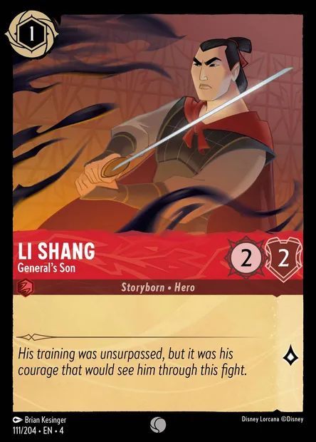 Li Shang - General's Son, Disney Lorcana card CH4-111 — Ursula's Return set