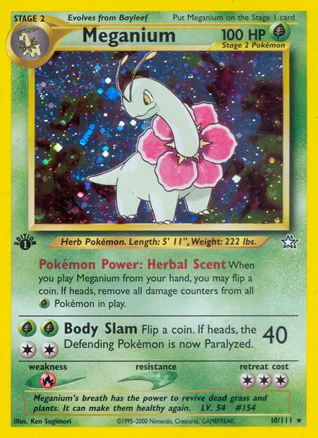Meganium, Pokémon card NG 10 — Neo Genesis set
