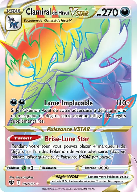 Clamiral de Hisui VSTAR, carte Pokémon ASR 197 — extension Astres Radieux
