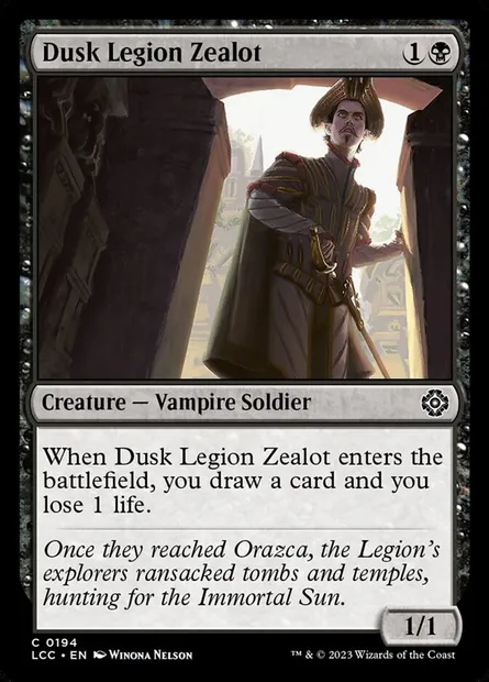 Dusk Legion Zealot, Magic card LCC 194 — The Lost Caverns of Ixalan Commander set