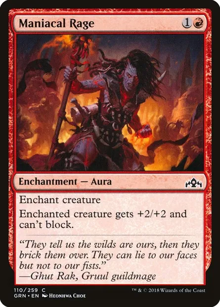 Maniacal Rage, Magic card GRN 110 — Guilds of Ravnica set