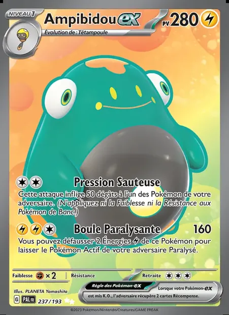 Ampibidou-ex, carte Pokémon PAL 237 — extension Évolutions à Paldea