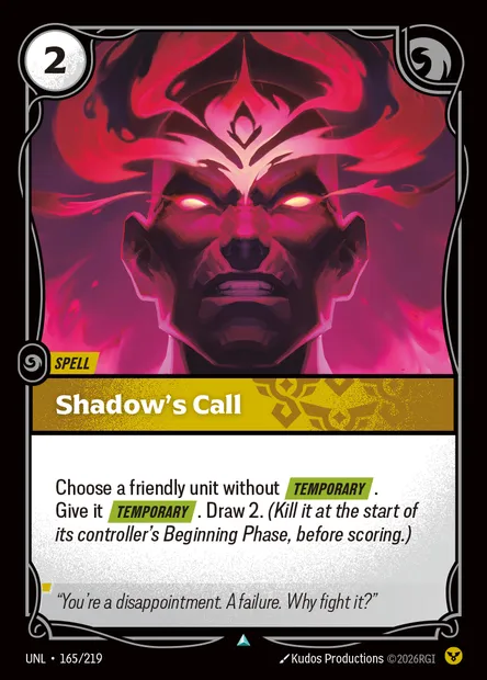 Shadow's Call, Riftbound card UNL 165 — Unleashed set