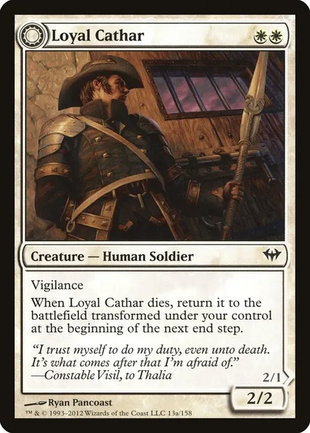 Loyal Cathar // Unhallowed Cathar, Magic card DKA 13 — Dark Ascension set