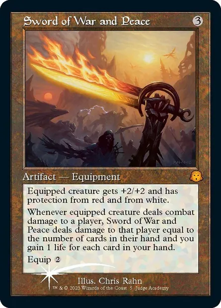 Sword of War and Peace, Magic card P23 5 — Judge Gift Cards 2023 set