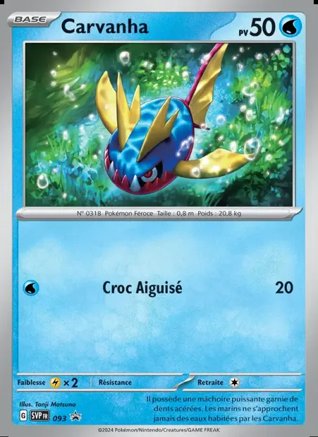 Carvanha, carte Pokémon PR-SV 093 — extension SVP Black Star Promos
