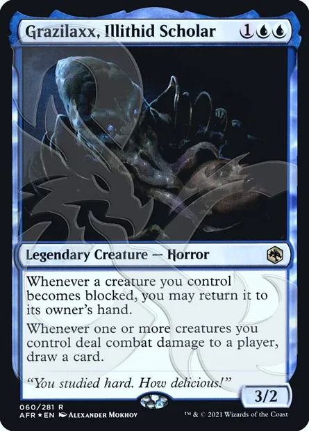 Grazilaxx, érudit illithid, carte Magic PAFR 60a — extension Adventures in the Forgotten Realms Promos