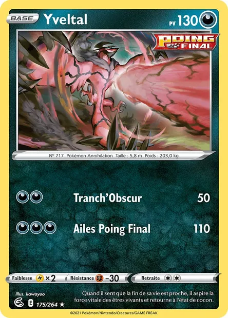 Yveltal, carte Pokémon FST 175 — extension Poing de Fusion