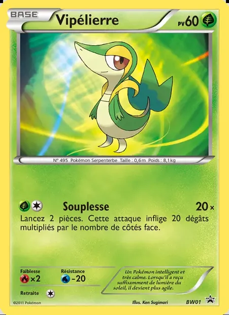 Vipélierre, carte Pokémon BW 01 — extension Promo BW