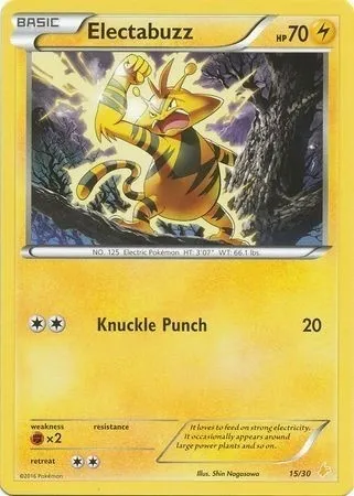 Élektek, carte Pokémon TK9P 015 — extension XY Trainer Kit: Pikachu Libre & Suicune (Pikachu Libre)