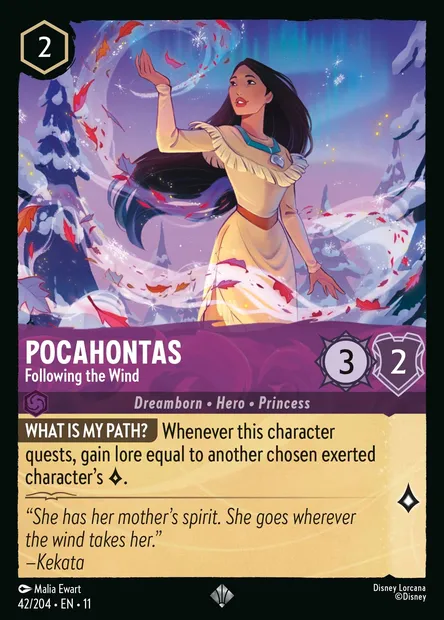 Pocahontas - Following the Wind, Disney Lorcana card CH11-042 — Winterspell set