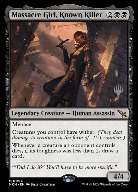 Massacre Girl, Known Killer, Magic card PMKM 94p — Murders at Karlov Manor Promos set