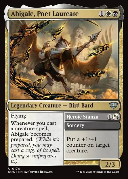 Abigale, Poet Laureate // Heroic Stanza, Magic card SOS 170 — Secrets of Strixhaven set