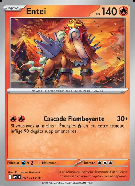 Entei, carte Pokémon ASC 025 — extension Héros Transcendants