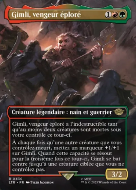 Gimli, vengeur éploré, carte Magic LTR 436 — extension Le Seigneur des Anneaux : chroniques de la Terre du Milieu