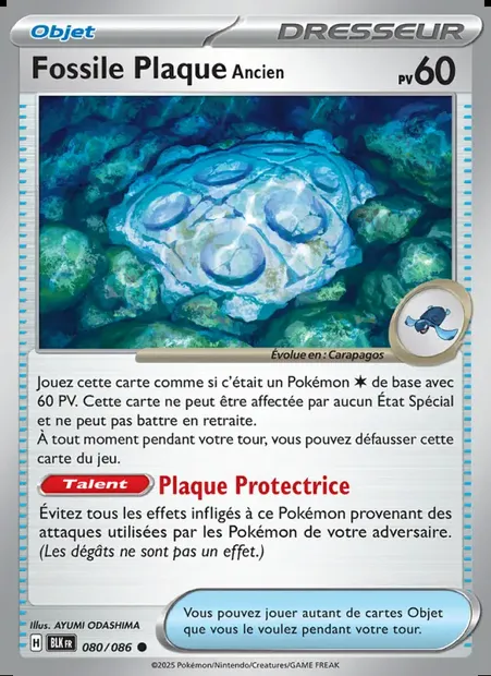 Fossile Plaque Ancien, carte Pokémon BLK 080 — extension Foudre Noire