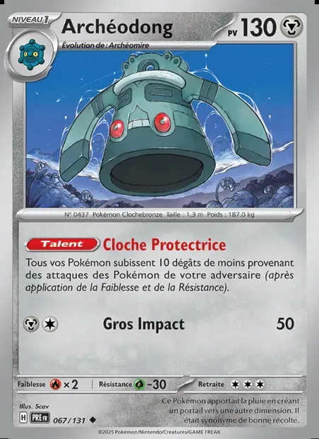 Archéodong, carte Pokémon PRE 067 — extension Évolutions Prismatiques