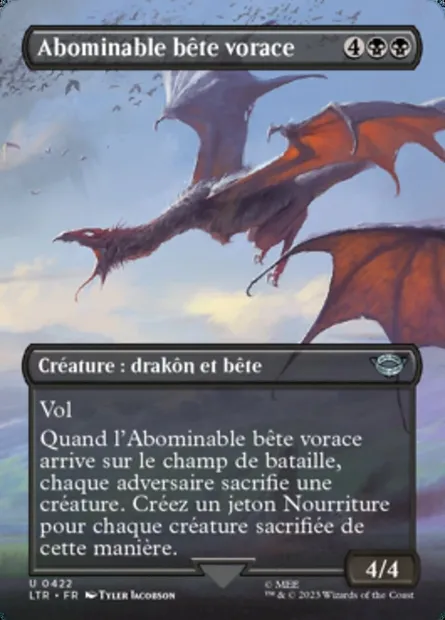 Abominable bête vorace, carte Magic LTR 422 — extension Le Seigneur des Anneaux : chroniques de la Terre du Milieu