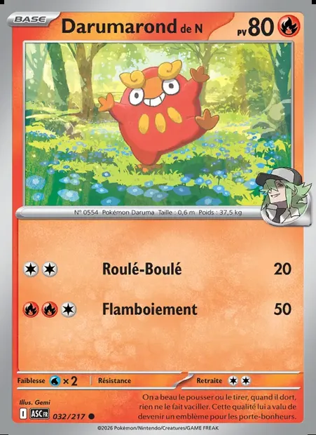 Darumarond de N, carte Pokémon ASC 032 — extension Héros Transcendants