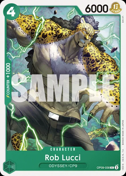 Rob Lucci, One Piece card OP09-038 — EMPERORS IN THE NEW WORLD set